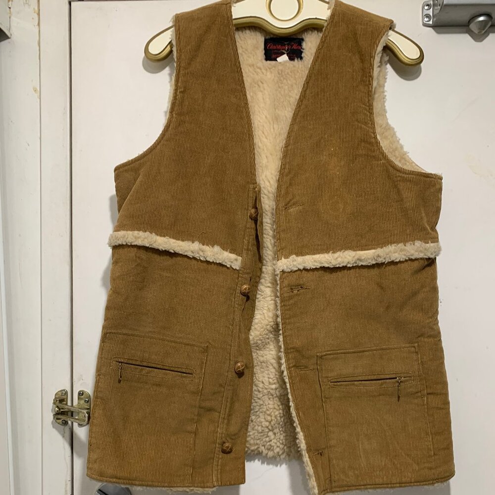 VINTAGE CHRISTOPHER HART SHERPA LINED CORDUROY TALL VESTS SIZE M